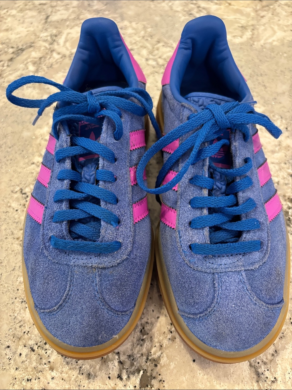 Adidas Women’s Gazelle Bold Blue and Pink Suede Sneakers